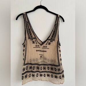 Nude embroidered top